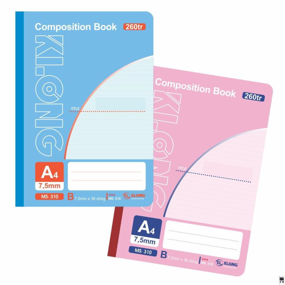 Sổ may KLONG 260tr A4 58/88 Compostion Book; MS: 310