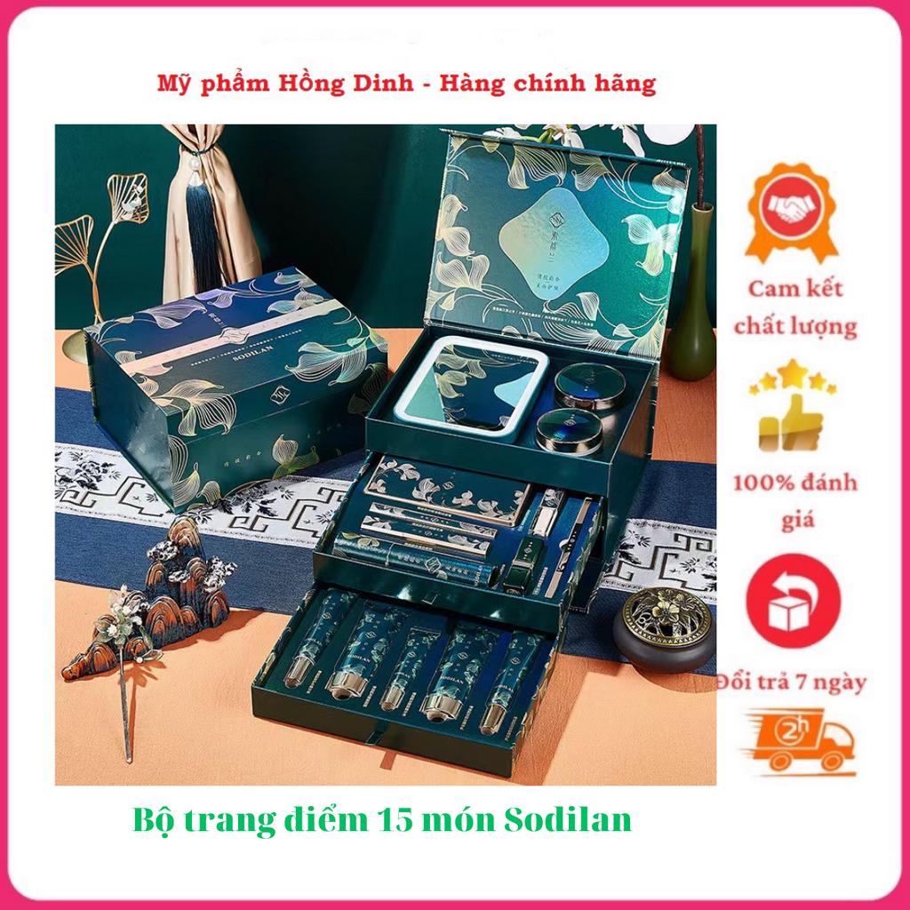 Bộ trang điểm 3 tầng 15 món Sodilan kèm gương led nội địa trung