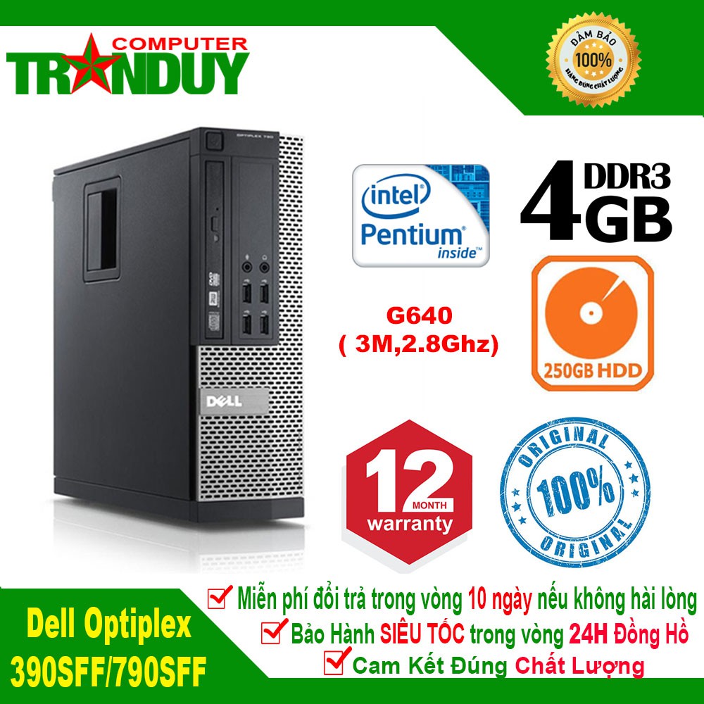 [Second-hand] Máy Tính Để Bàn Dell CPU Pentium G6xx (3M,2.8Ghz) Ram 4GB HDD 250GB Bảo Hành 12 Tháng