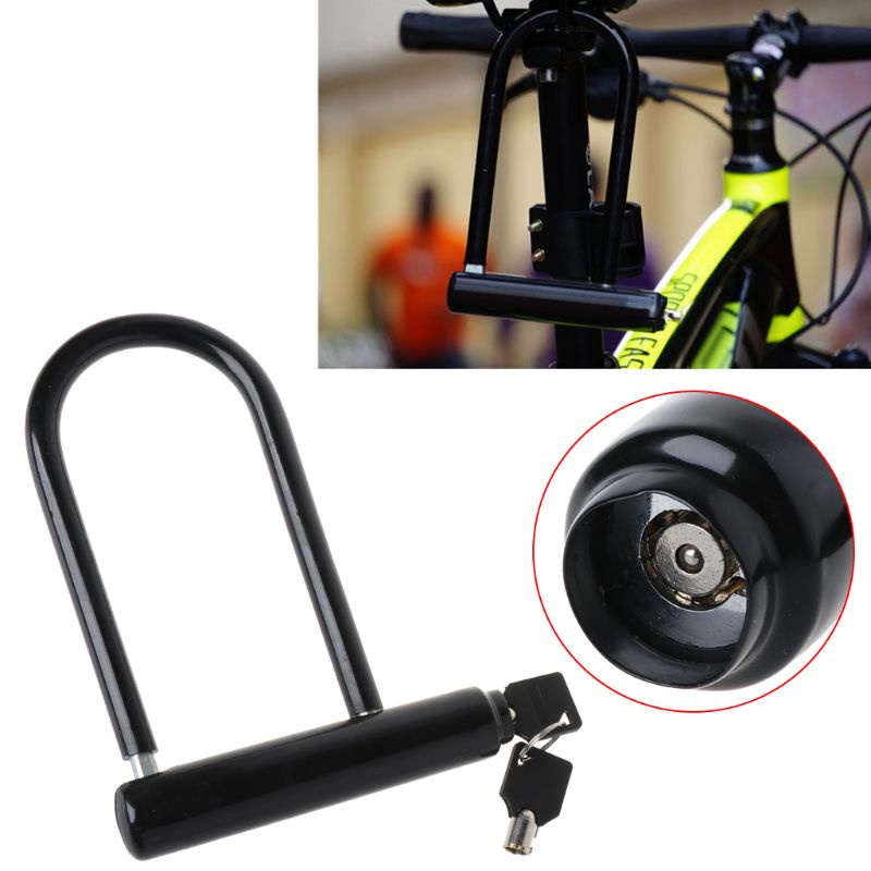 Ổ Khóa Chữ U Bằng Thép + 2 Chìa Khóa Dành Cho Xe Đạp Xe Máy / Scooter Mới