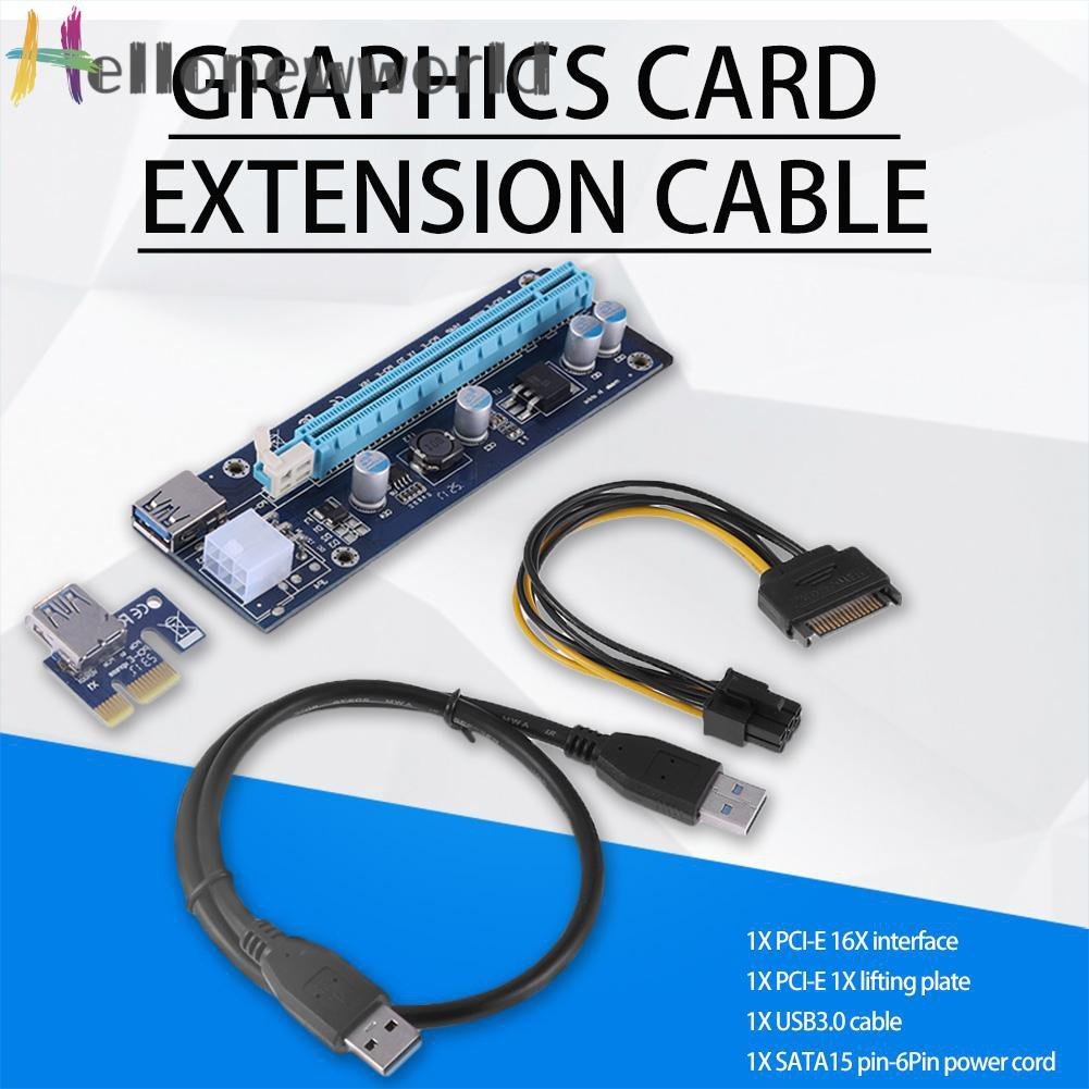 Cáp Chuyển Đổi Pci-E Express 1x Sang 16x Riser A Card 6pin Usb 3.0 Dành Cho Btc Miner