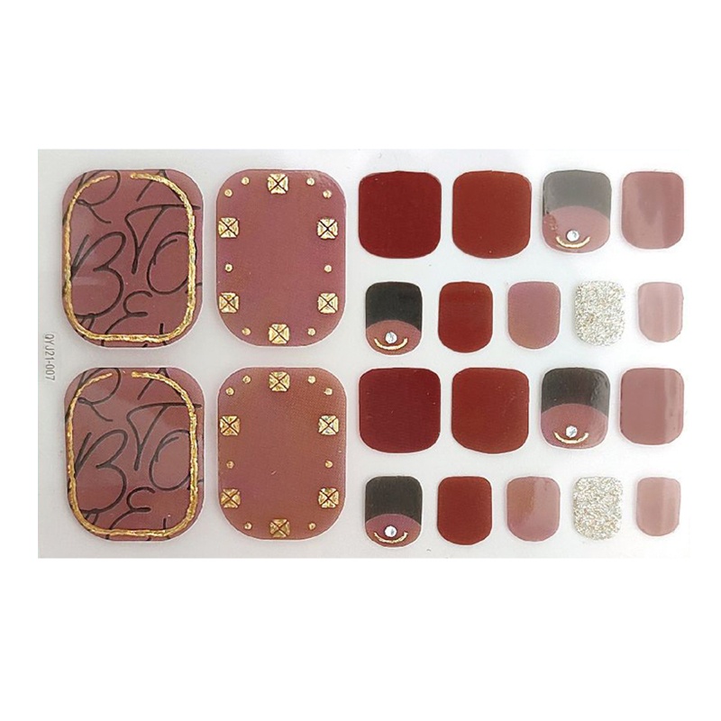 1 Tờ Nhãn Dán Móng Chân / Móng Chân Tự Dính Họa Tiết 3D Lấp Lánh DIY