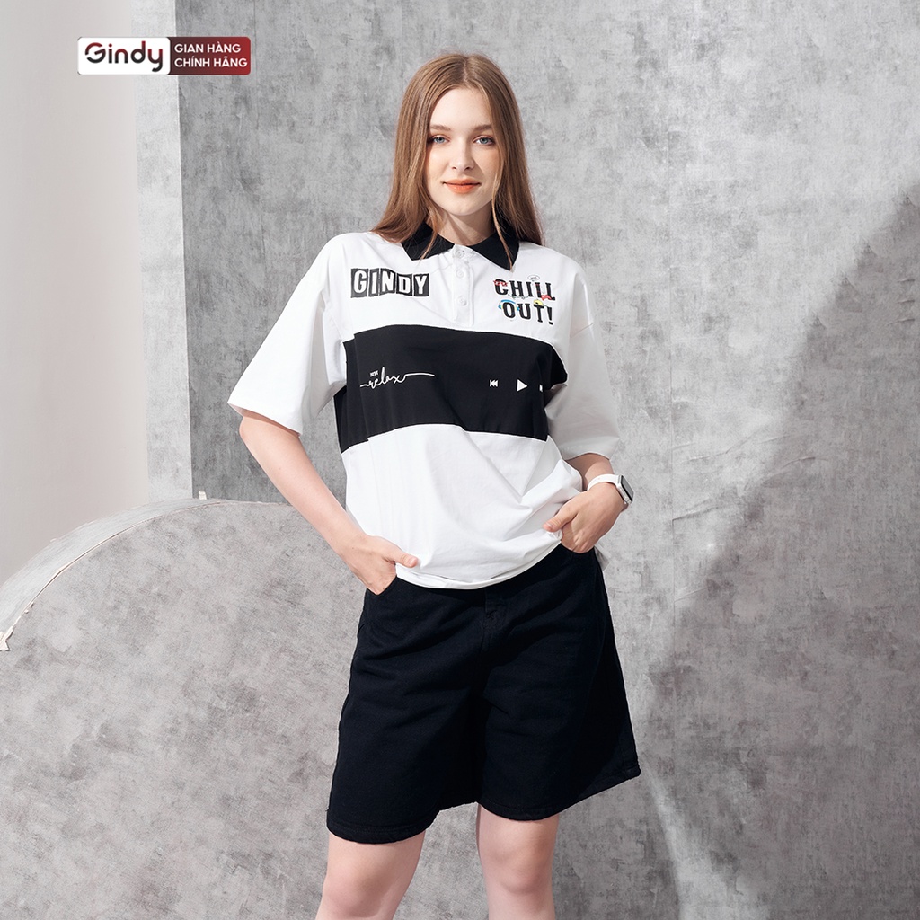 Áo thun polo nam nữ form rộng unisex GINDY ngắn tay nhiều màu vải cotton co giãn tốt thời trang Hàn Quốc năng động A076