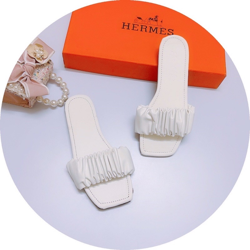 Bán Sỉ-Dép lê đế bệt quai ngang nhún da lì