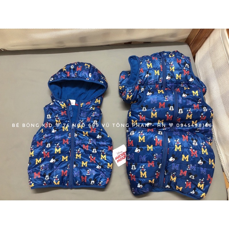 áo gile phao lót nỉ mickey cho bé