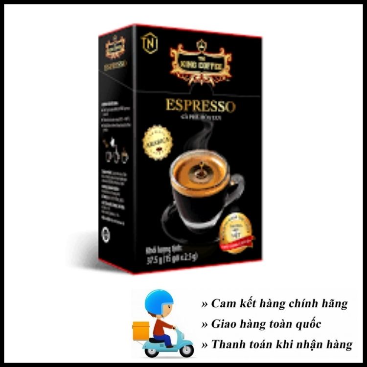 [Combo 2 hộp] Espresso- cafe hoà tan, Cà phê đen hòa tan King Coffee Espresso _ Hộp 15 stick, king espress