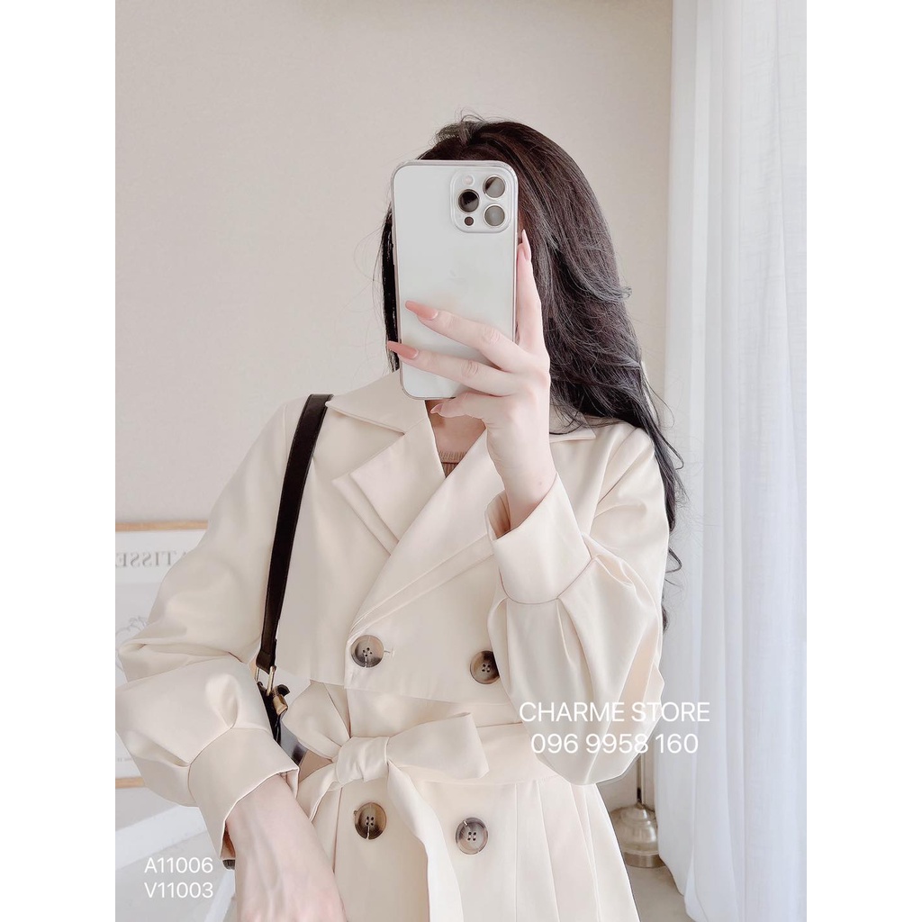 Áo khoác măng tô nữ tay bo dáng vừa thiết kế Charme 11006 | BigBuy360 - bigbuy360.vn