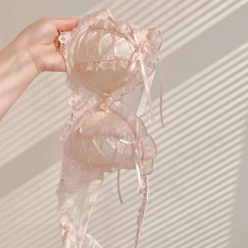 Set đồ JSC gồm áo lót nâng ngực và quần lót ren thắt nơ phong cách Nhật Bản ngọt ngào cho nữ