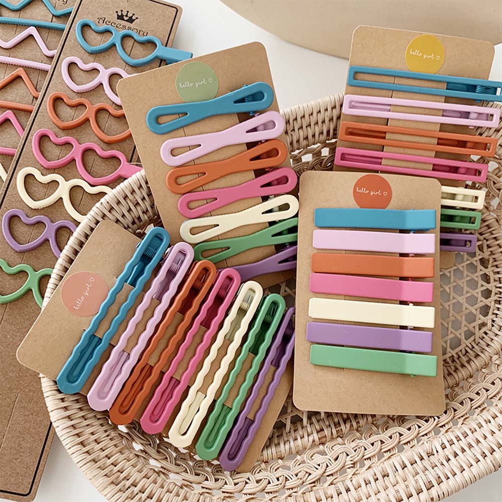 Bộ Kẹp Tóc Màu Trơn Thiết Kế Đơn Giản Cho Nữ