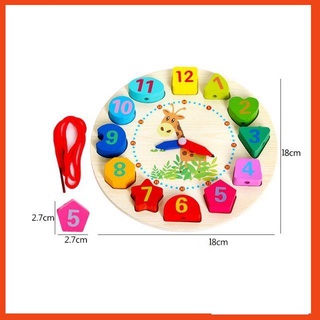 Đồ chơi Đồng Hồ Gỗ Xâu Hạt xem giờ thả khối