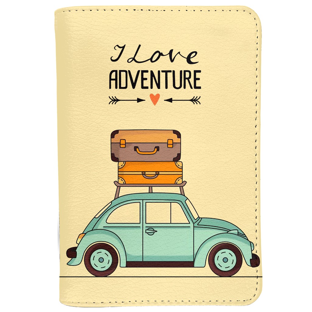 Bao Da Passport Du Lịch I LOVE ADVENTURE - Ví Đựng Hộ Chiếu Cover Thiết Kế Basic Mang Đậm Phong Cách VINTAGE - LT016