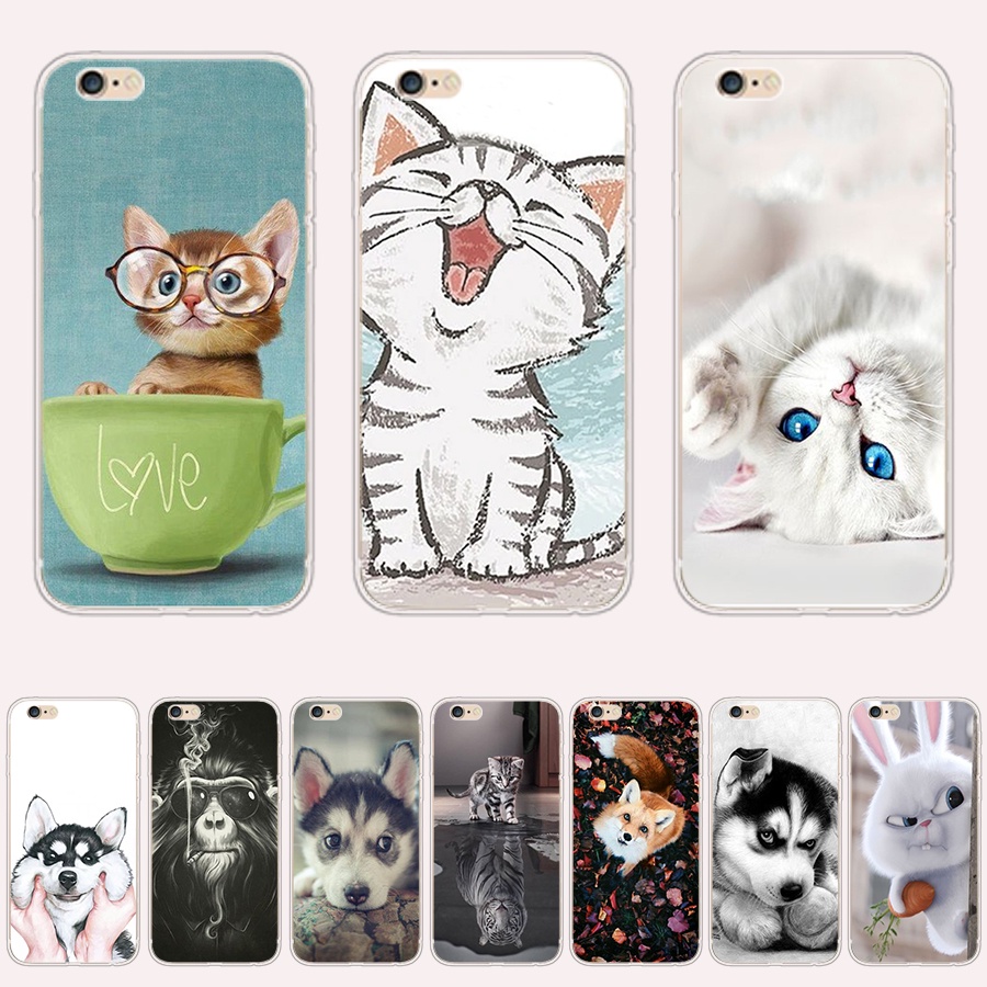 Ốp Điện Thoại Silicone Mềm Chống Rơi In Hình Thú Cưng A22 Cho Apple Iphone 6 / 6s / 6 plus / 6s plus