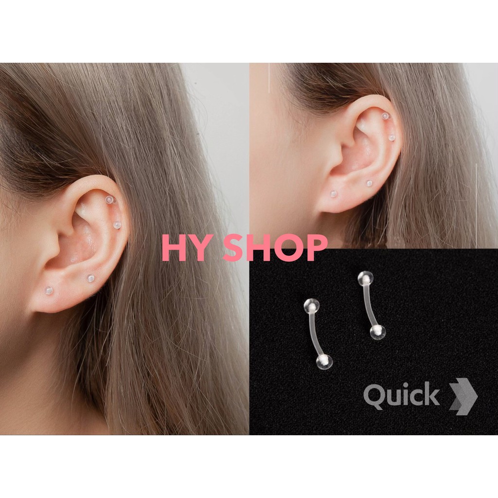 Khuyên tai trong suốt bông tai tàng hình cho cả nam và nữ - khuyên tai unisex BTS