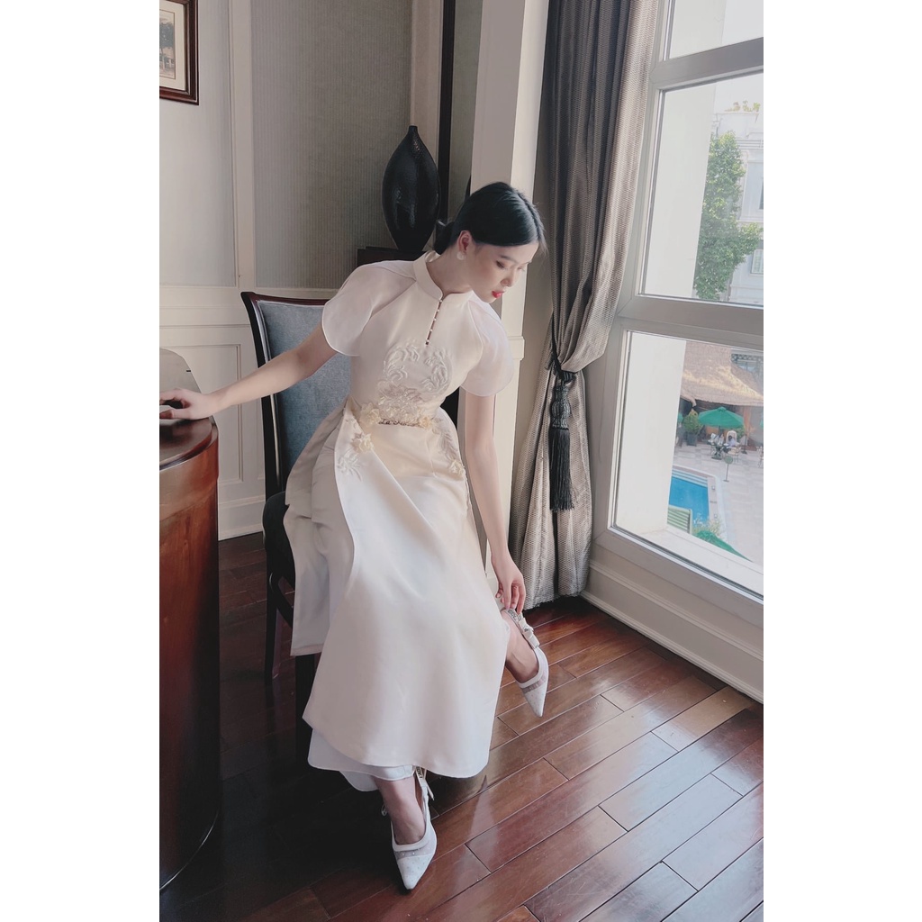 Áo dài cách tân La Rose vải Tafta cao câp MS07 .