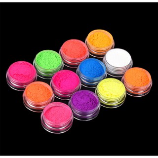 sét 12 hộp Bột dạ quang trang trí móng tay nghệ thuật chuyên dụng chất lượng cao đồ nail giá rẻ hnnail shop