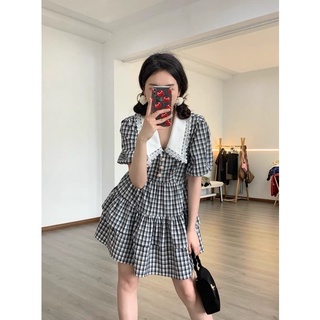 Đầm tiểu thư caro xoè