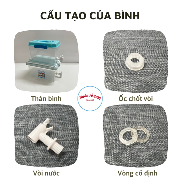 Bình đựng nước có vòi 2.5l, 5l  Việt Nhật, Bình đựng nước trà, nước trái cây để trong tủ lạnh tiện lợi -br01376
