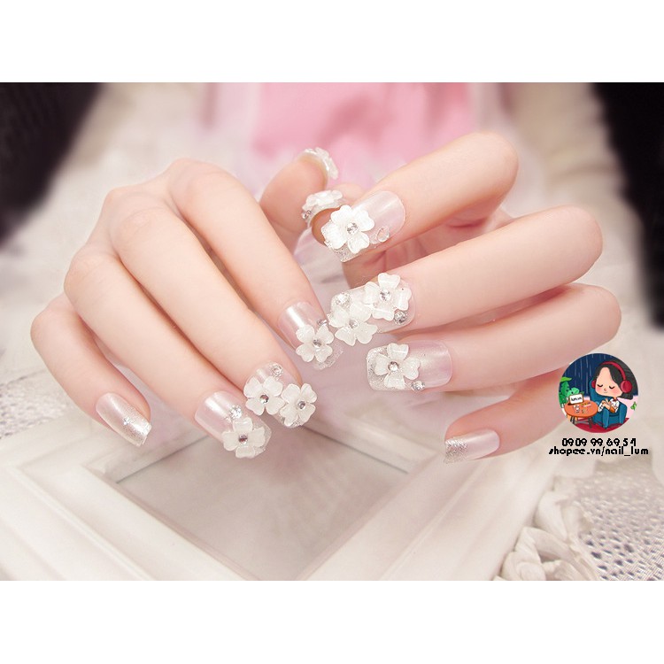Móng Giả - Nail 3D Dài - Đính Đá [Sẵn Keo - Đóng Hộp 24 Mẫu Đủ Size]
