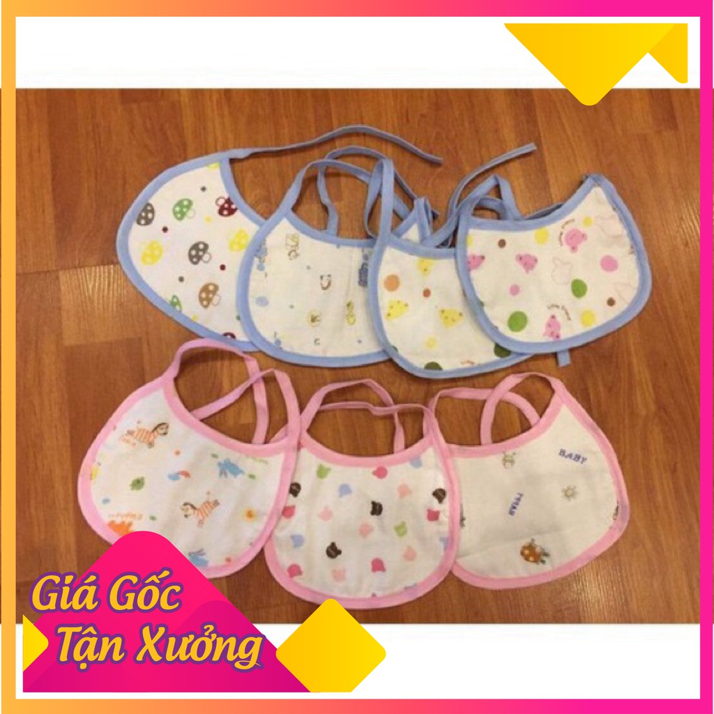 Yếm cotton sơ sinh buộc dây cho bé