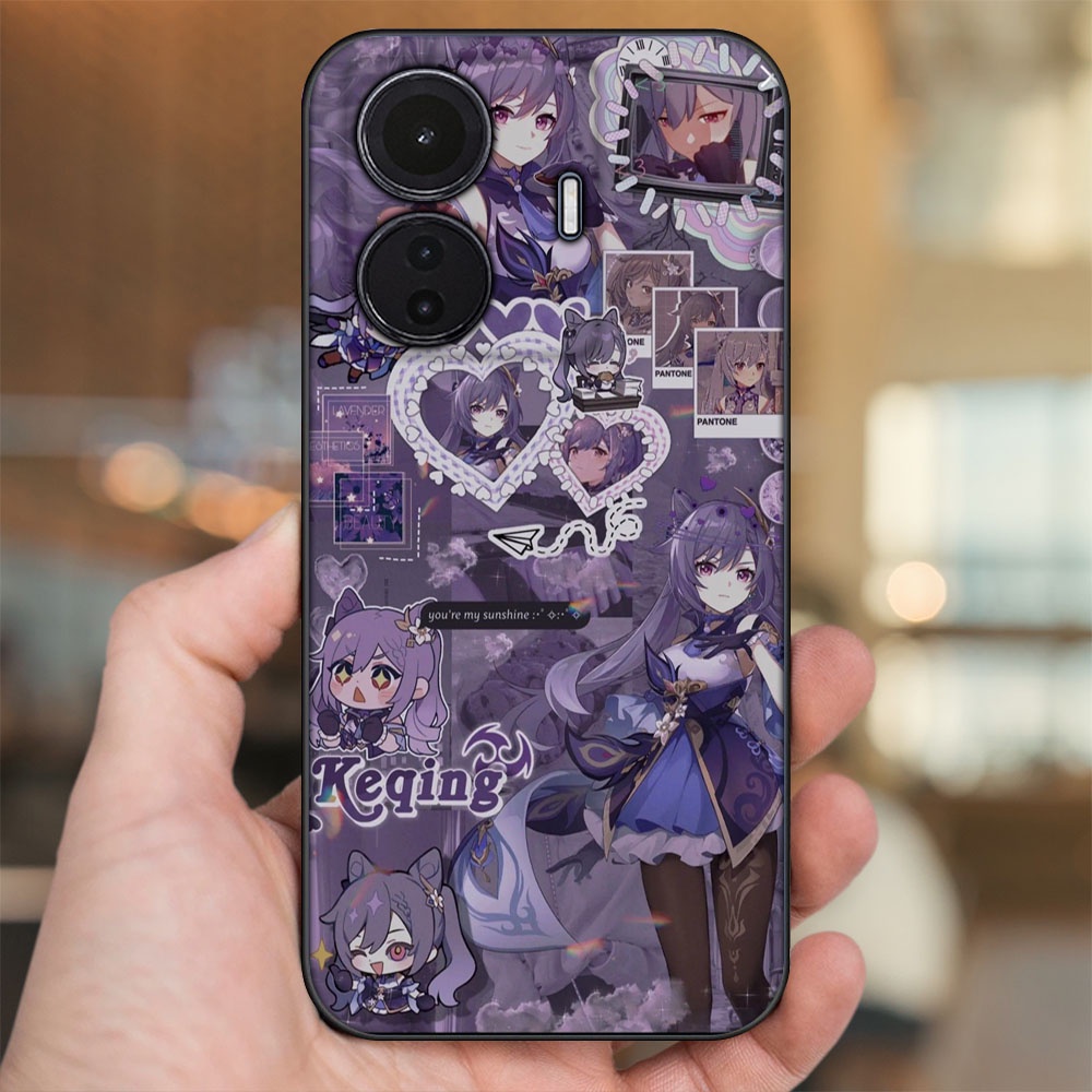 Ốp lưng Vivo T1 5G viền đen in hình Keqing Genshin Impact