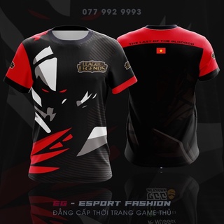 Áo thun thi đấu esport game lol huyền thoại the warrior 2022, in 3d thể thao, màu đỏ đen