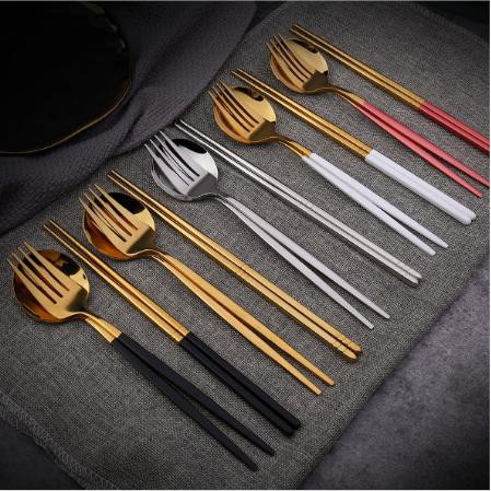 Bộ đũa thìa ăn cơm bằng INOX 304 cao cấp có hộp đựng, bộ đũa thìa mang đi làm