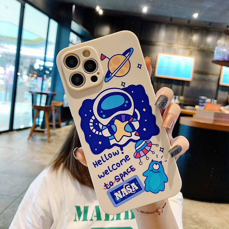 Ốp lưng iphone 11 pro max hình phi hành gia ốp iPhone chất dẻo vuông cạnh bảo vệ cam 6/6plus/7plus/8/x/xsmax/12promax/12