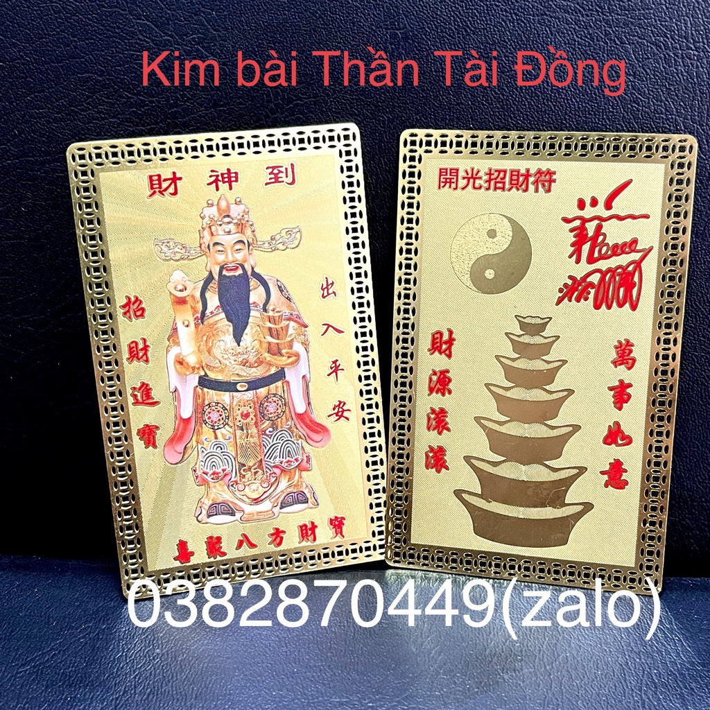 Kim Bài Thần Tài Bỏ Bóp Ví, Bàn Thờ, Két Sắt - Khai Mở Cung Tài Lộc, Đồng Nguyên Chất