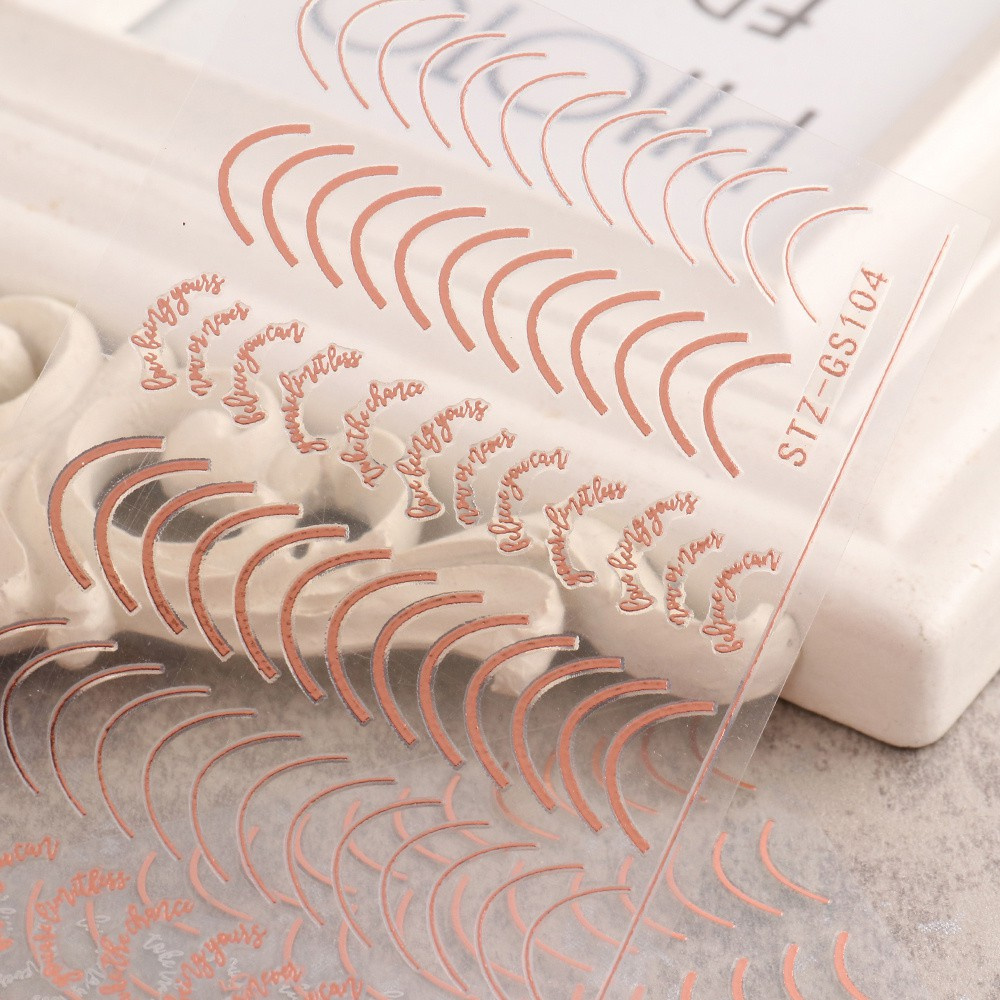 Nhãn Dán Trang Trí Móng Tay Họa Tiết Đường Kẻ Sọc 3D DIY Bằng Lá Kim Loại