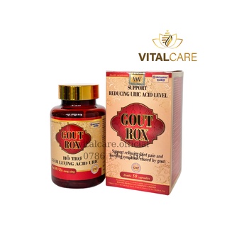 Chính hãng viên uống GOUT ROX hỗ trợ giảm triệu chứng sưng đau khớp do gout, giảm lượng Acid Uric - Hộp 50 viên - Red