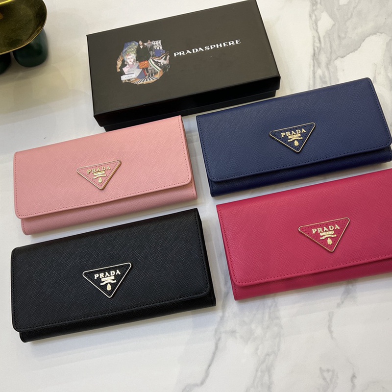Prada Ví Da Bò Hình Tam Giác Màu Đen / Xanh Dương / Hồng / Đỏ Đơn Giản Hoang Dã Sức Chứa Lớn