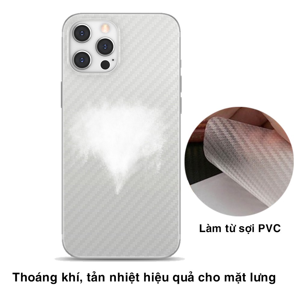 Dán Lưng Điện Thoại Cacbon Carbon Chống Vân Tay Chống Xước 6/6plus/6s/ppf/7/7plus/8/8plus/x/xr/xs/11/12/13/pro/max/plus