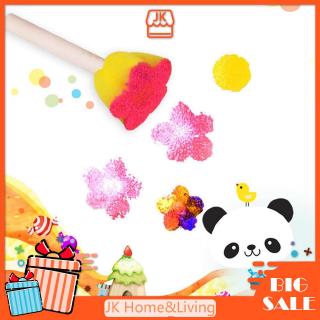 Bộ 5 cọ xốp tay cầm bằng gỗ vẽ tranh thú vị cho bé