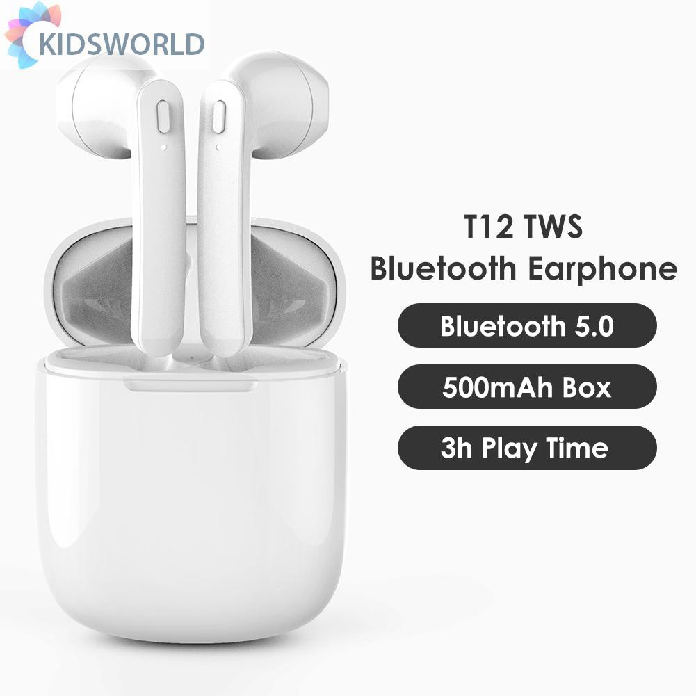 Tai Nghe Bluetooth T12 Tws Không Dây Chất Lượng Cao Kèm Phụ Kiện