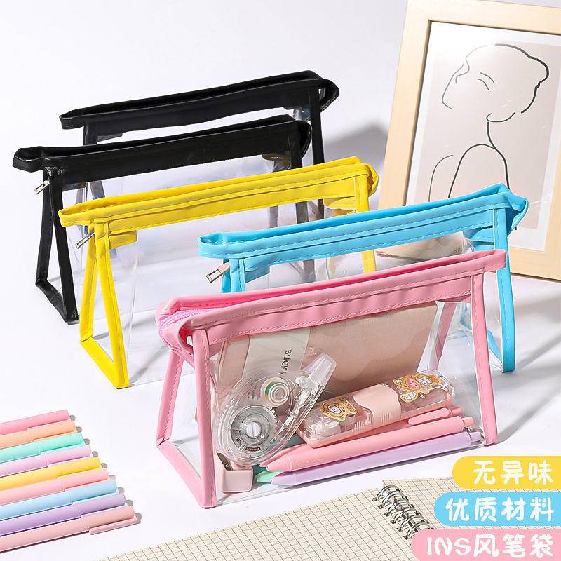 ⭐ iLado ⭐  Túi đựng bút trong suốt cute túi nilong/PVC hoàn toàn minh bạch túi zip nhỏ hộp vải đựng đồ Hộp đựng hộp bút hologram bút cute bọc zip tiểu an văn phòng phẩm Đa Dụng túi đựng đồ dùng cá nhân hình