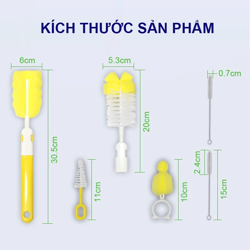 Bộ cọ rửa bình sữa, Cọ bình sữa 4 chi tiết xoay 360 độ siêu tiện lợi