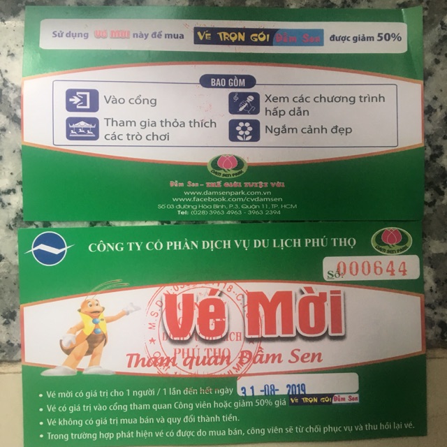 vé mời đầm sen khô