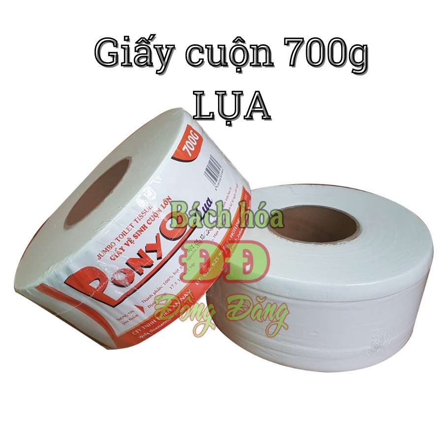 Giấy vệ sinh cuộn lớn 700g PONYO LỤA - chất lượng cao cấp, bột giấy nguyên chất