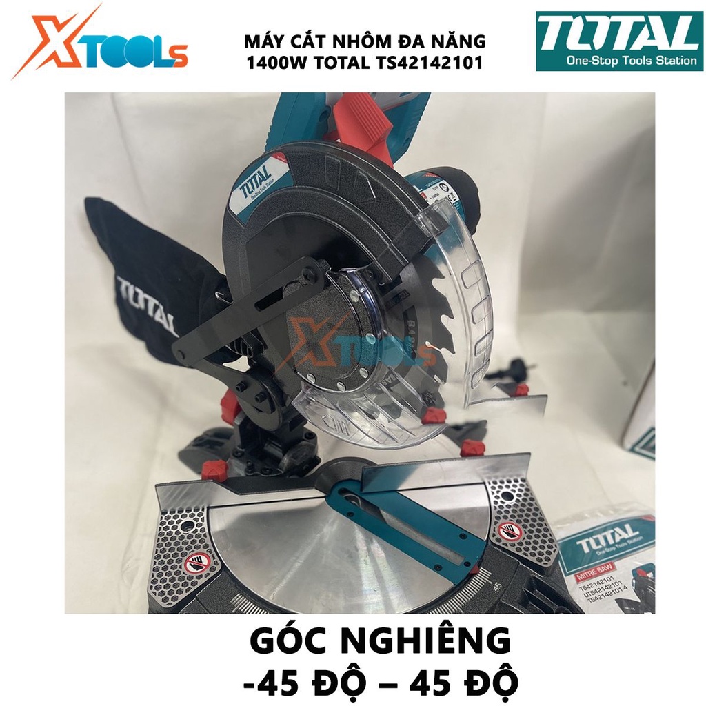 Máy cắt nhôm gỗ đa năng TOTAL TS42142101 Máy cưa đa năng Nguồn vào 1400W Tốc độ không tải 5000rpm cắt cơ khí, vật liệu