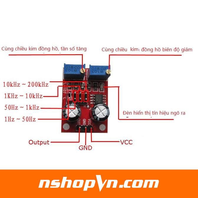 Mạch Tạo Xung NE555 - sử dụng để tạo xung vuông với tần số và biên độ có thể điều chỉnh được trên mạch