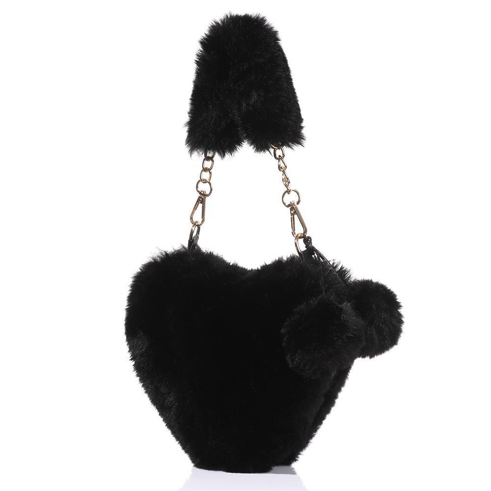 Túi Đeo Chéo Lông Xù Hình Trái Tim Đáng Yêu Cho Nữ