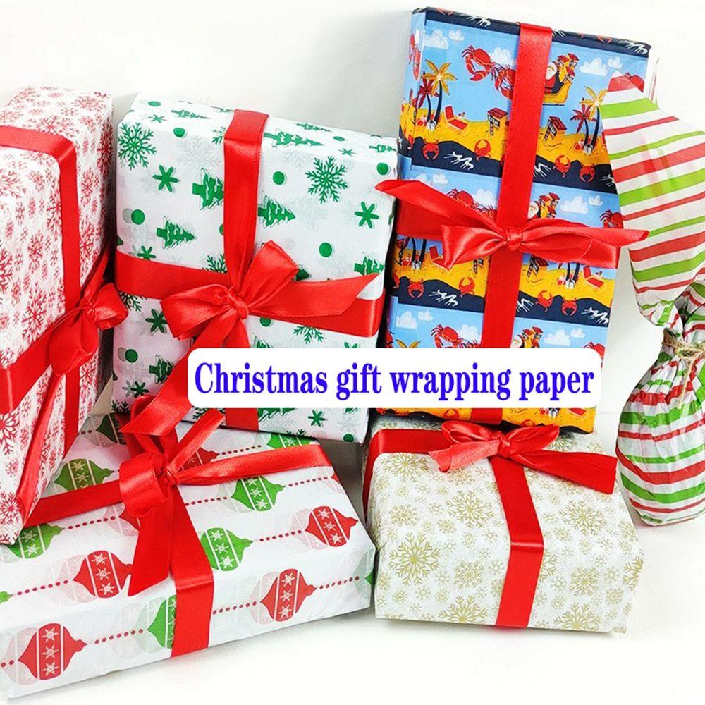 AUGUSTINA Cuộn Giấy 50 * 66CM Họa Tiết Bông Tuyết Trang Trí Giáng Sinh