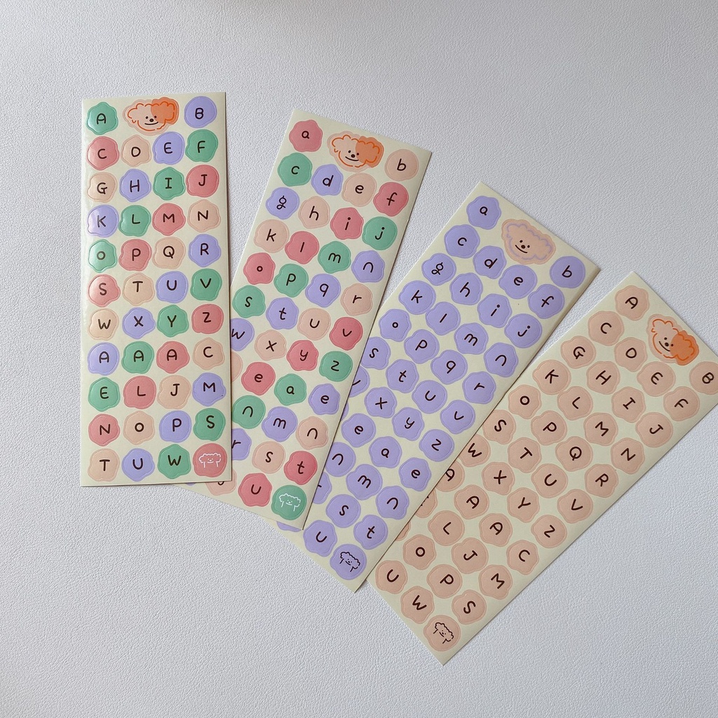 Bộ 3 Miếng Dán Trang Trí Sổ Tay Hình Chấm Bi/ Chữ Cái Màu Kẹo Dễ Thương