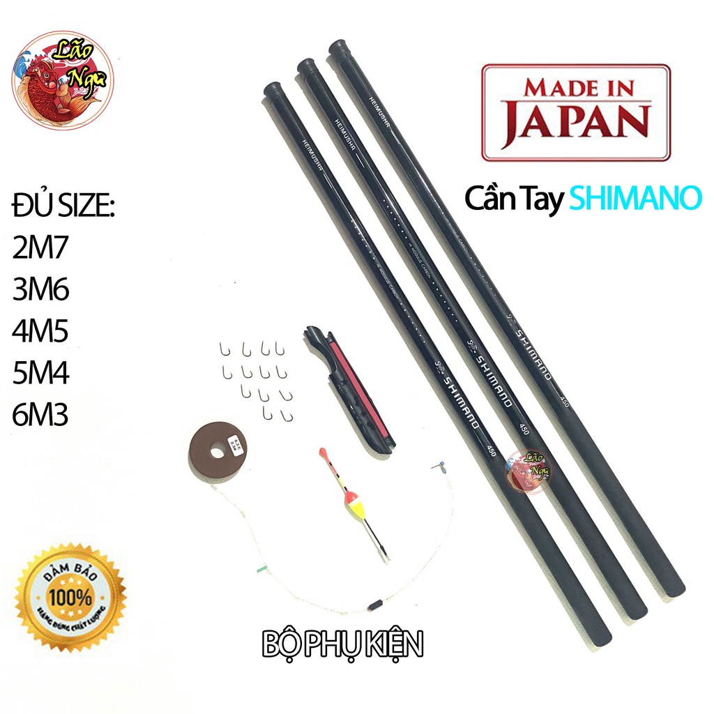 Cần Câu Tay SHIMANO Cacbon Cao Cấp - GIÁ SIÊU RẺ do Lão Ngư Phân Phối Chính Hãng Đủ size 2m7-3m6-4m5-5m4-6m3