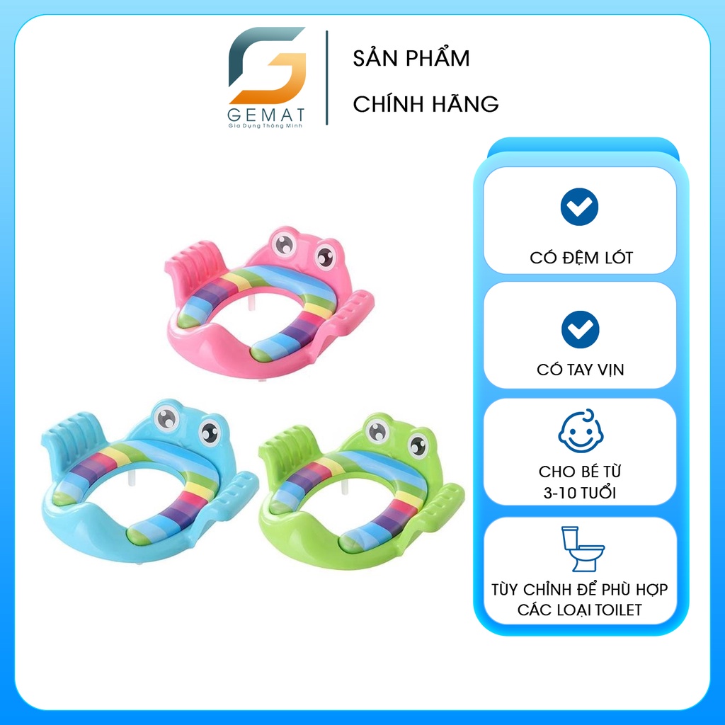 Thu nhỏ bồn cầu cho bé, nắp thu nhỏ bồn cầu có đệm lót và tay vịn