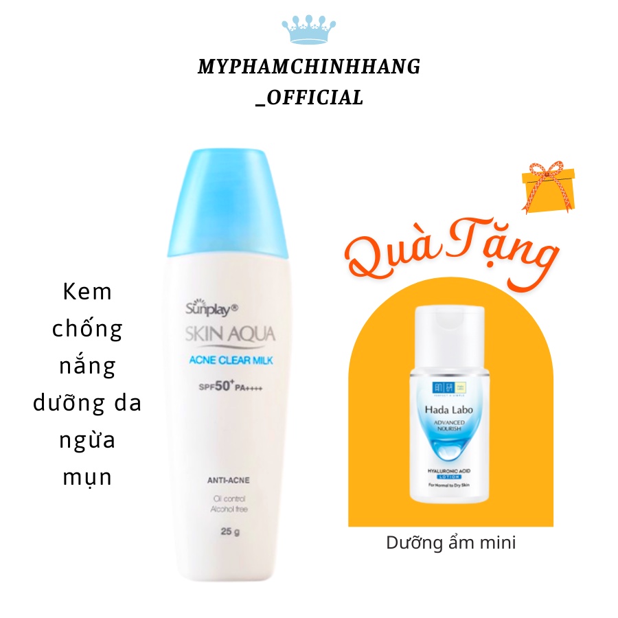 Kem chống nắng dưỡng da ngừa mụn Sunplay Skin Aqua Acne Clear Milk SPF50+, PA++++