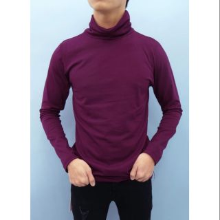 Áo thun cổ lọ tay dài nam màu tím rượu - K13
