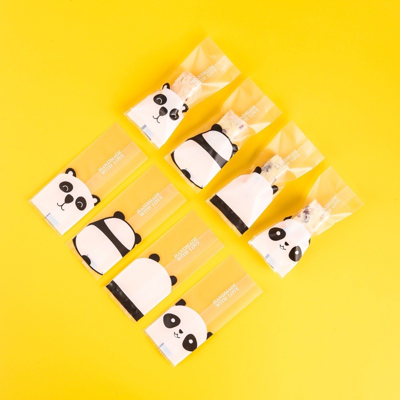 Túi nhựa đựng kẹo nougat hình gấu trúc hàn miệng túi - 200 cái