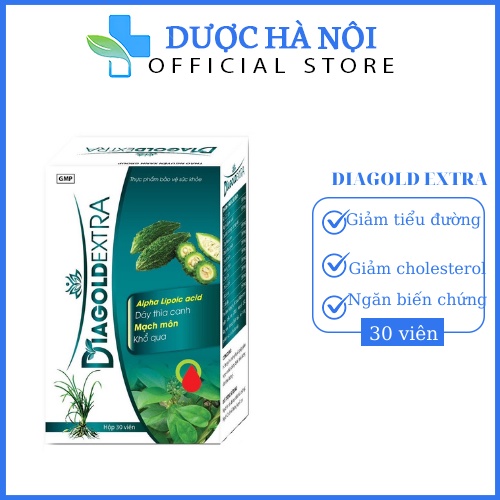 Viên uống giảm Tiểu Đường Diagold Extra- Giúp giảm Cholesterol máu, Cải thiện biến chứng tiểu đường Hộp 30 viên