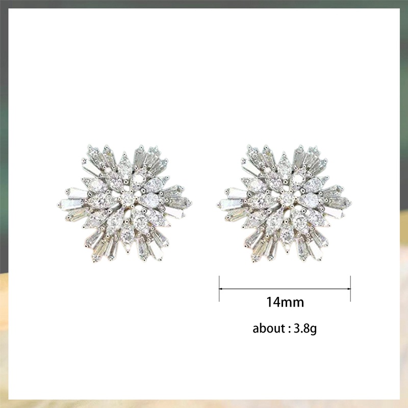 Khuyên Tai Hình Bông Tuyết Đính Đá Zircon Sang Trọng